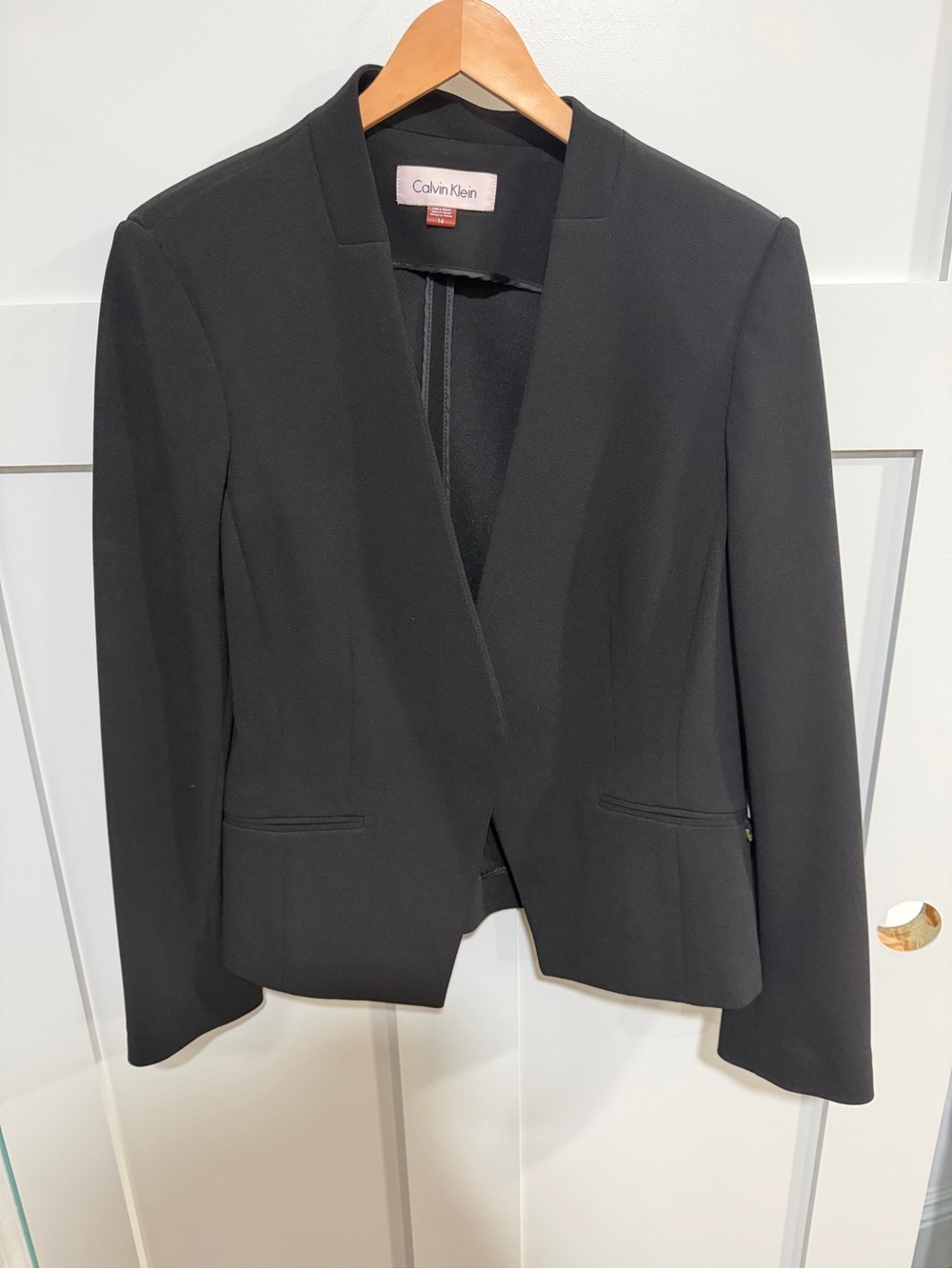 Calvin Klein Black Open-Front Tailored Blazer
